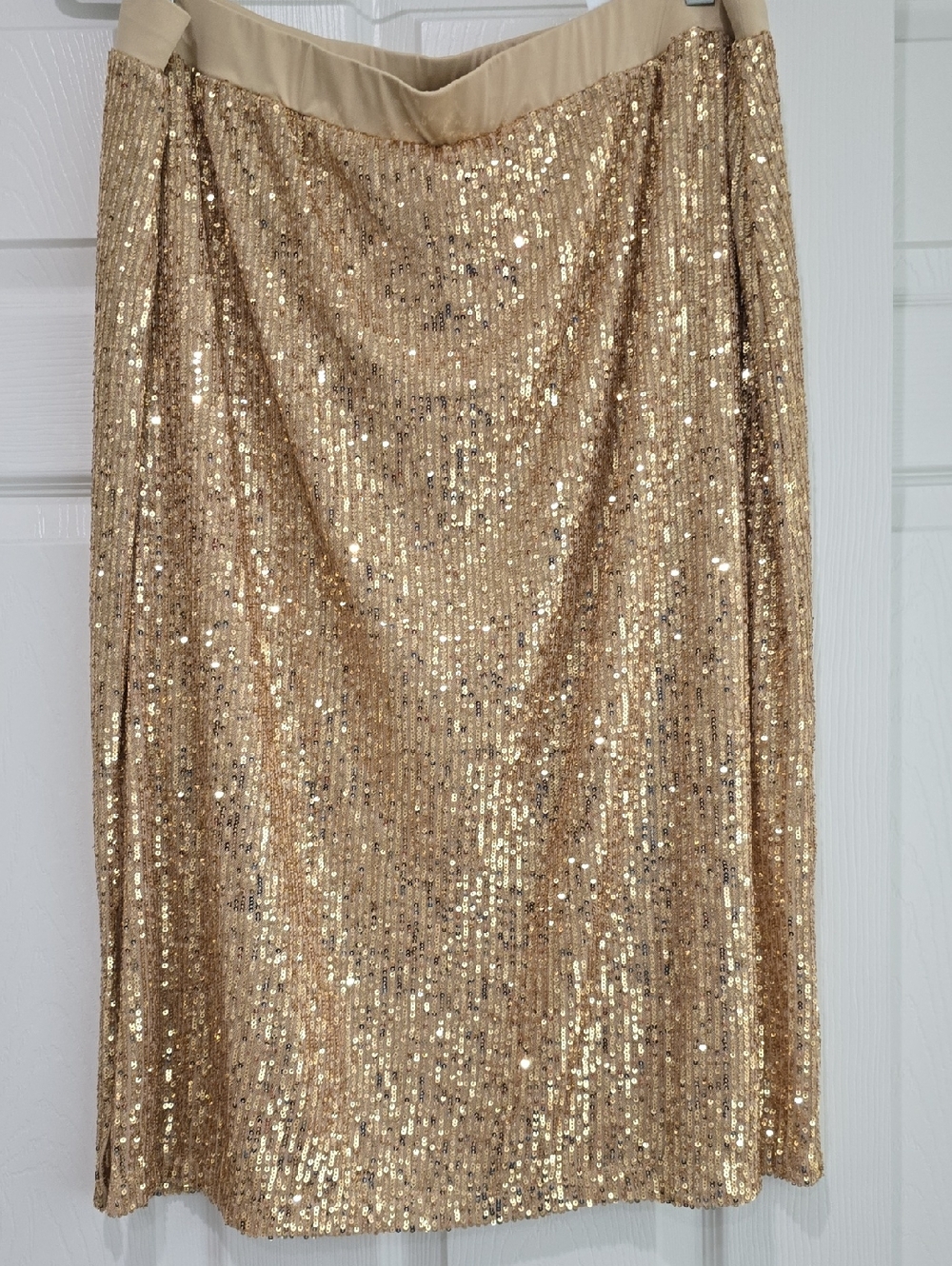 Susan Graver Gold Sequin Midi Skirt